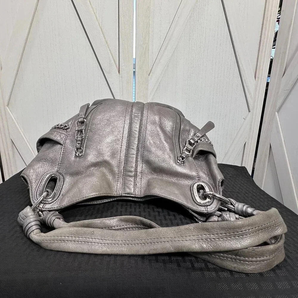 B Makowsky Metallic Pewter Alice Shopper